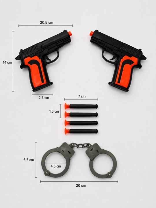 Bolalar uchun politsiya o‘yinchoq to‘plami, 2 ta pistolet va o‘qlar bolalar oyinchog'i