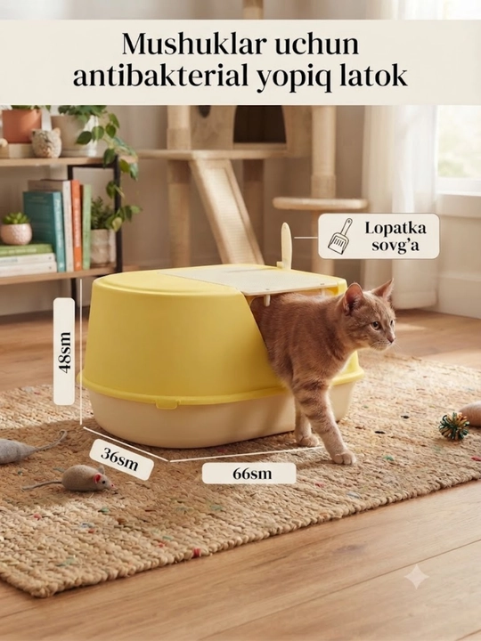 Mushuklar uchun yopiq lotok MPS-205, 66 * 36 * 48 sm - 