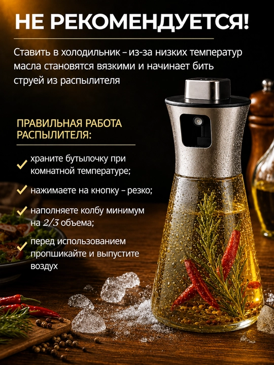 Распылитель для масла, дозатор для масла, бутылка-спрей стеклянная