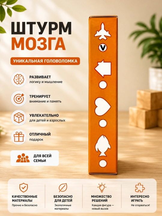 Akril Shturmovik boshqotirma 12 detal–IQ puzzle, mantiqiy o’yin, bolalar va kattalar uchun
