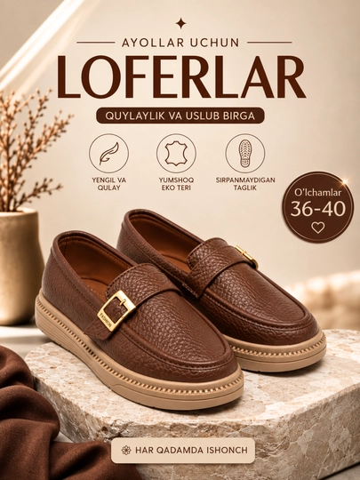 Лоферы для девушек и женщин, 36-40