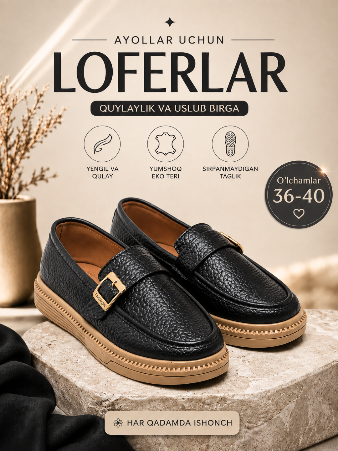 Лоферы для девушек и женщин, 36-40