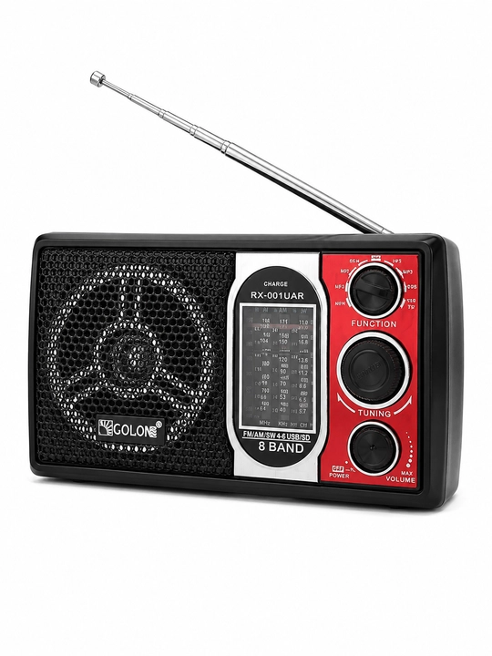 Radio GOLON RX-001UAR portativ radiopriyomnik Bluetooth FM AM SW USB SD qora