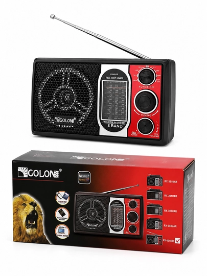 Radio GOLON RX-001UAR portativ radiopriyomnik Bluetooth FM AM SW USB SD qora