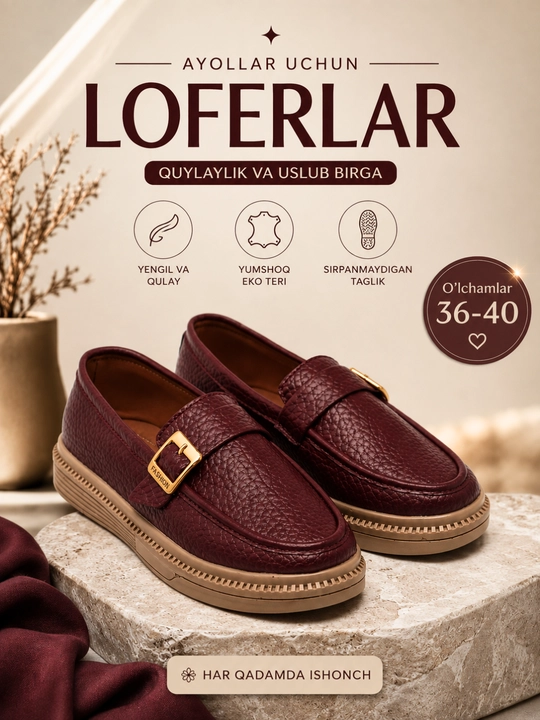 Лоферы для девушек и женщин, 36-40