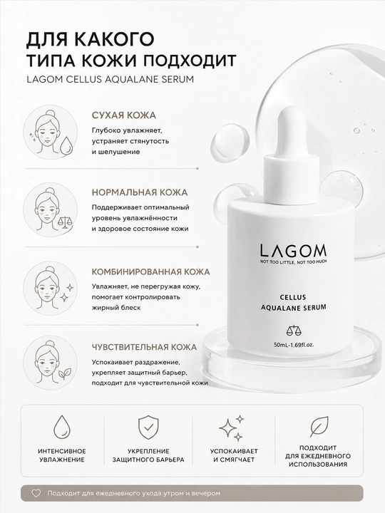 Сыворотка для лица LAGOM Cellus Aqualane Serum 50 мл