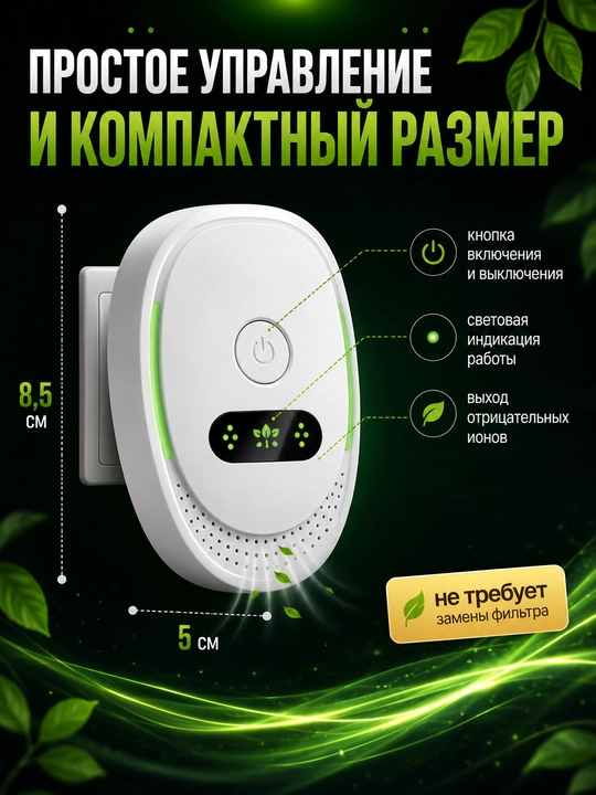 Подключаемый ионизатор воздуха Anion Purifier до 10 м² белый