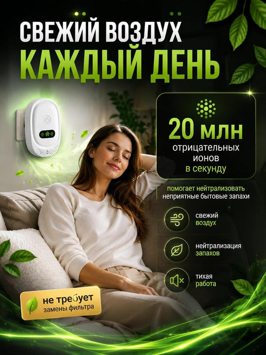 Подключаемый ионизатор воздуха Anion Purifier до 10 м² белый