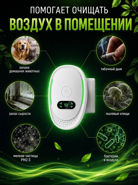 Подключаемый ионизатор воздуха Anion Purifier до 10 м² белый