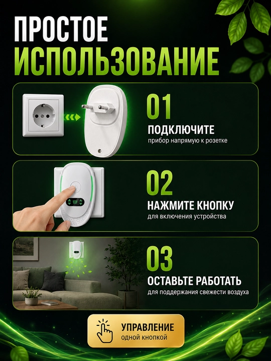 Подключаемый ионизатор воздуха Anion Purifier до 10 м² белый