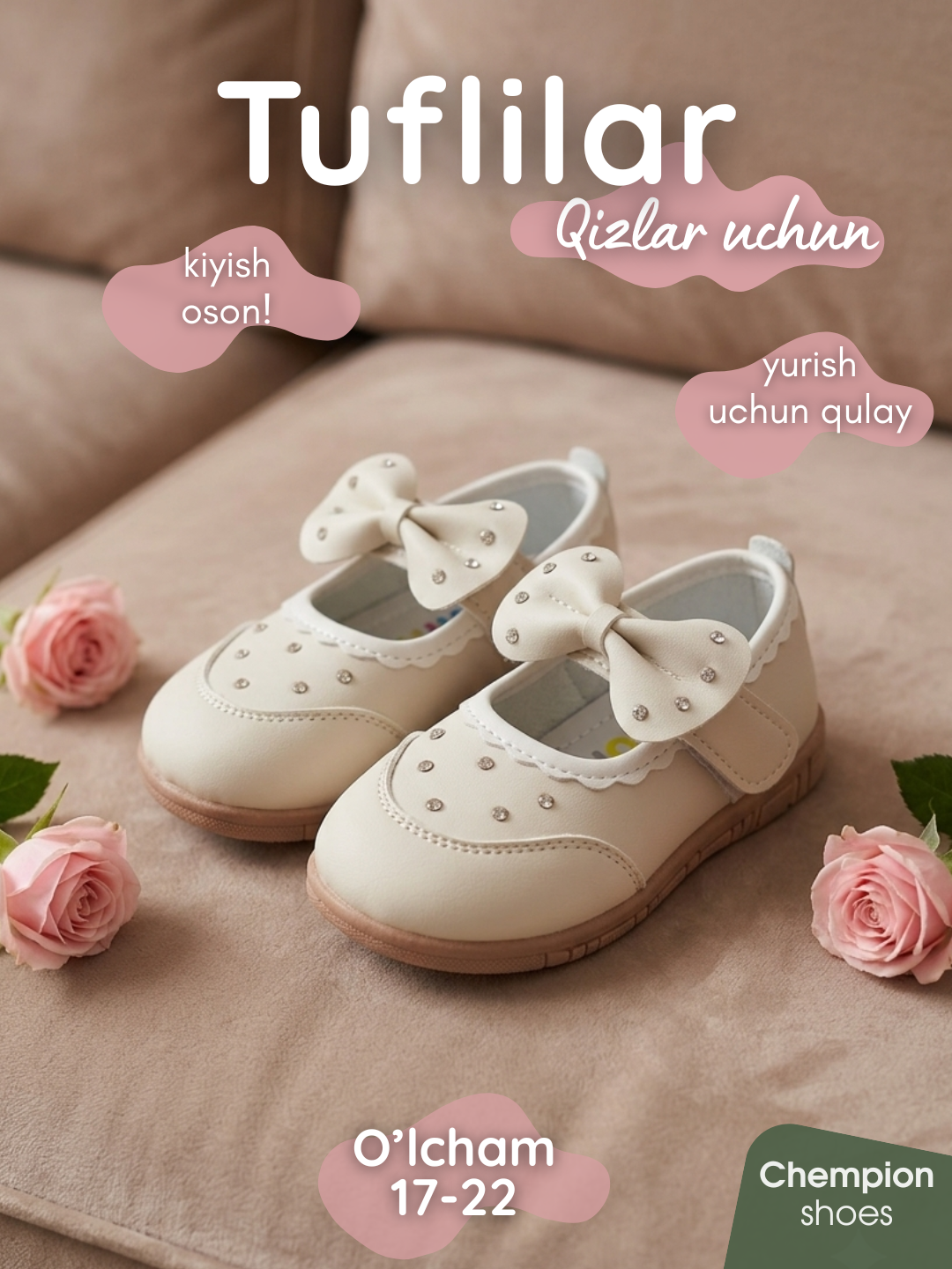 Qizlar uchun tuflilar, 17-22 o'lchamli - 