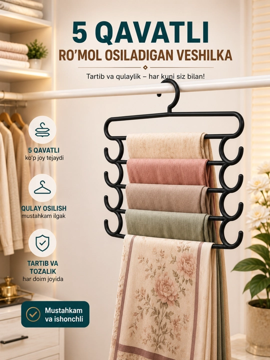Kiyim uchun kop funksiyali ilgich, 5 ta seksiya - 