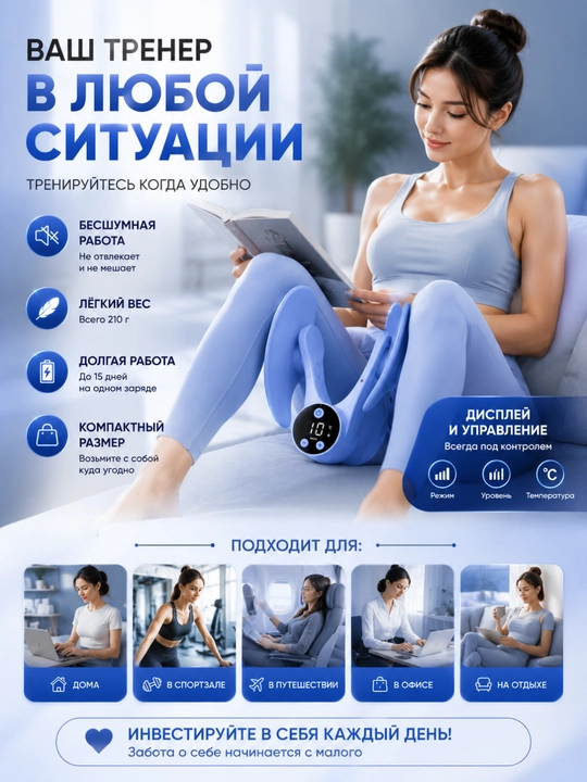 Тренажер Кегеля EMS для мышц тазового дна, 10 режимов, 15 уровней, USB