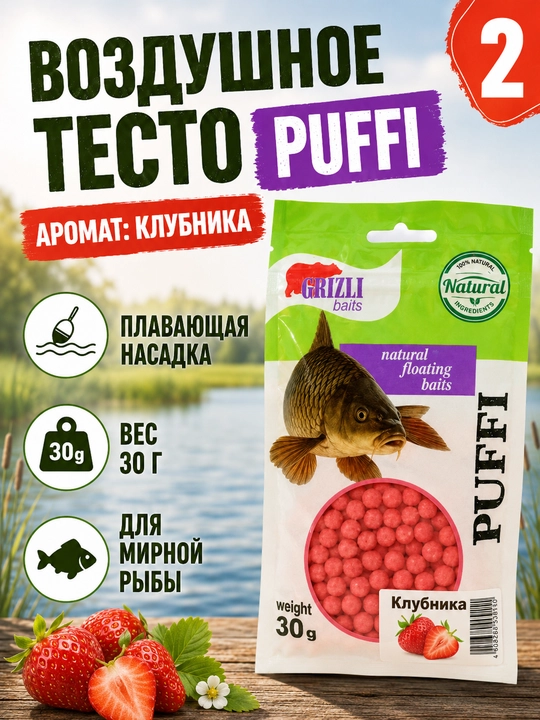 Насадка для рыбалки пуфики, воздушное тесто PUFFI Grizzly Baits, 30 г