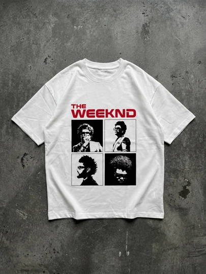 THE WEEKND bosma naqshli OVERSIZE unisex futbolkasi, erkaklar va ayollar uchun, yozgi - 