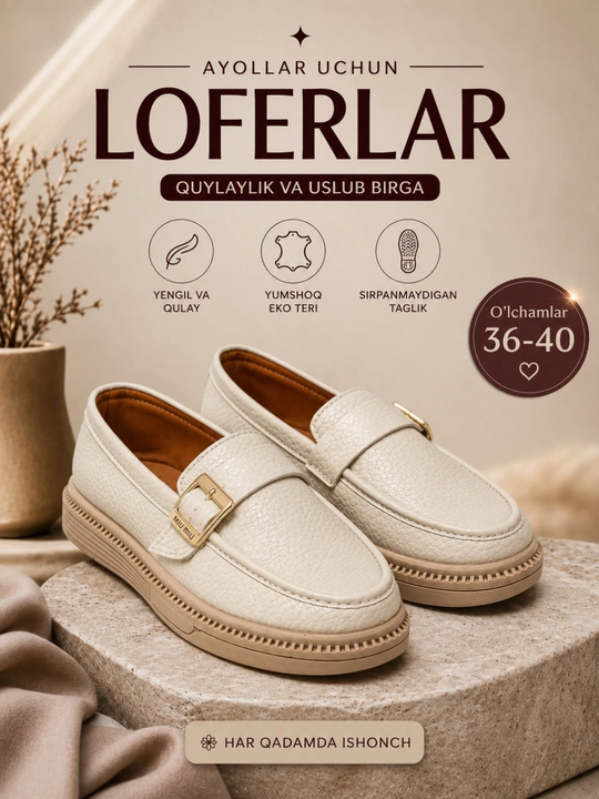 Лоферы для девушек и женщин, 36-40