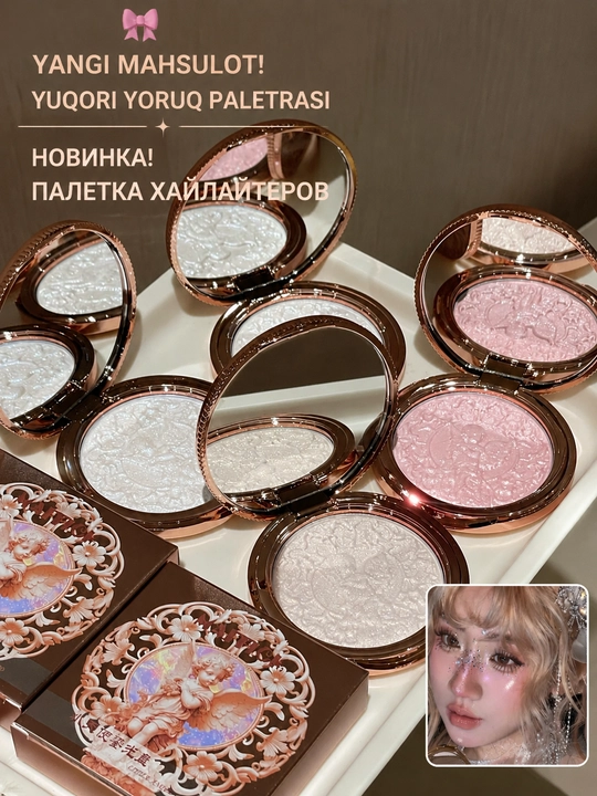 Haylayterlar palitrasi, 4 xil tusda - porloq, yorqin, tabiiy, kundalik pardoz uchun