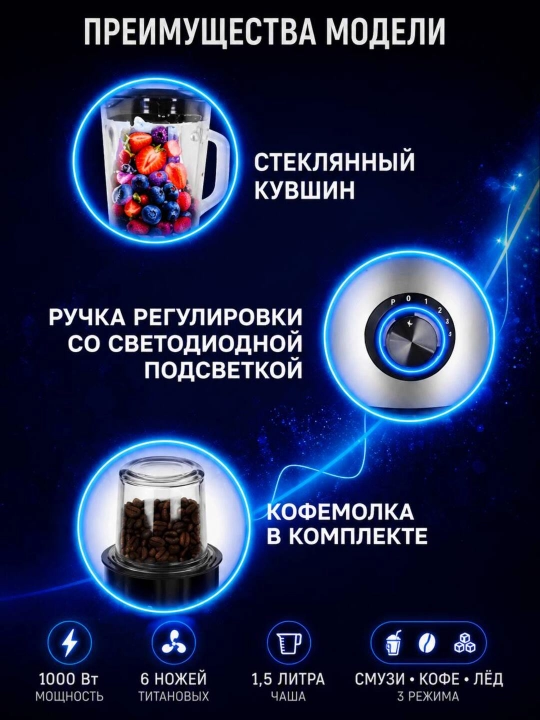 Блендер стационарный для смузи, коктейлей, блендер, кофемолка, миксер, соковыжималка