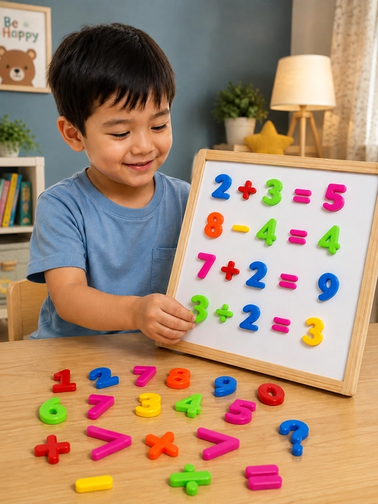 Magnit raqamlar va matematik belgilar, 28 ta element, 3 yoshdan katta bolalar uchun