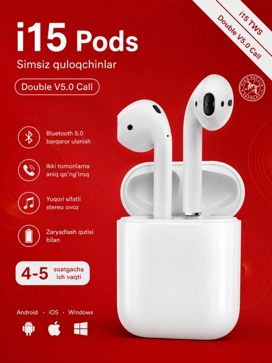 Simsiz quloqchinlar Pods Pro, sensorli, iPhone va Android uchun - 