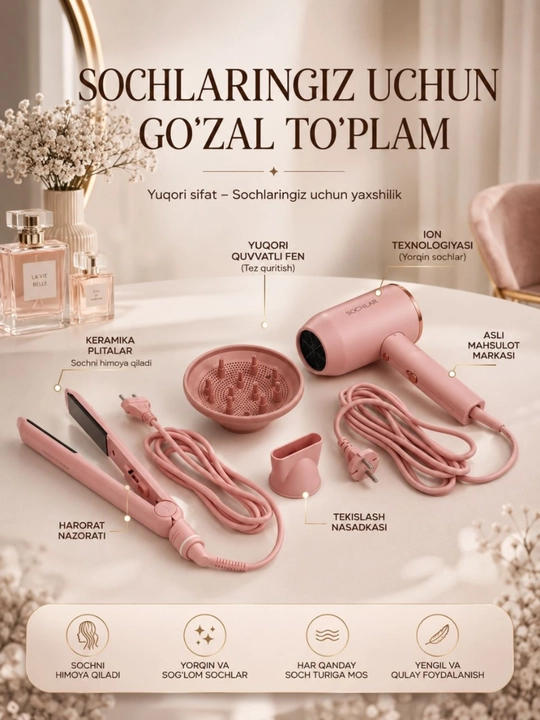 Soch quritgich va sochlarini to'g'rilagich M.A.C Styler Pro + 2 in 1 MC-6605 - 
