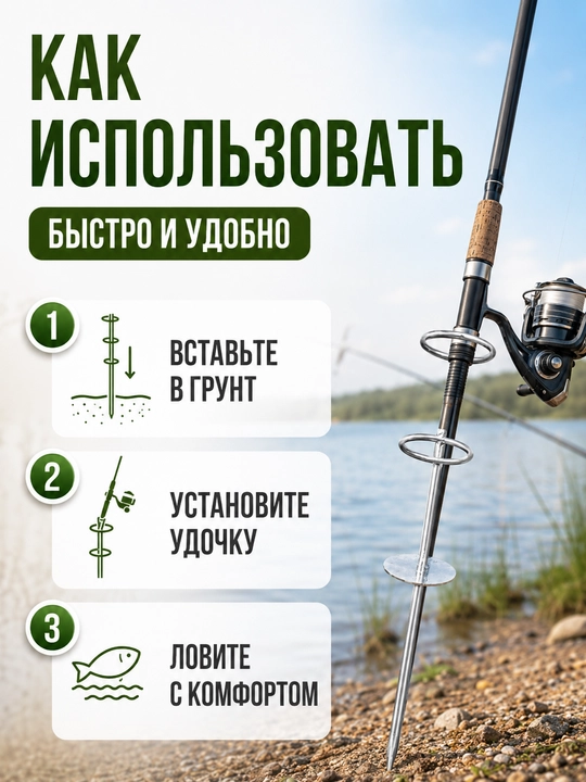 Подставка для удочки металлическая с двумя кольцами, держатель удилища в землю