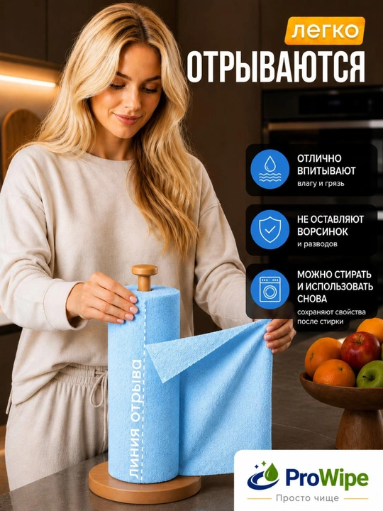 Тряпки для уборки из микрофибры в рулоне, многоразовые салфетки для кухни 50 шт