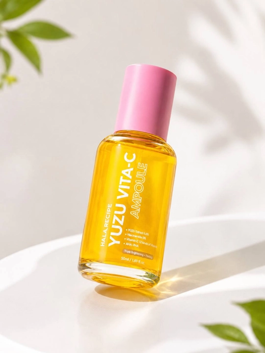 Yuz serumi, ampula, vitamin C, niatsinamid, Yuzu, pigment dog'lar uchun, Lalarecipe - 