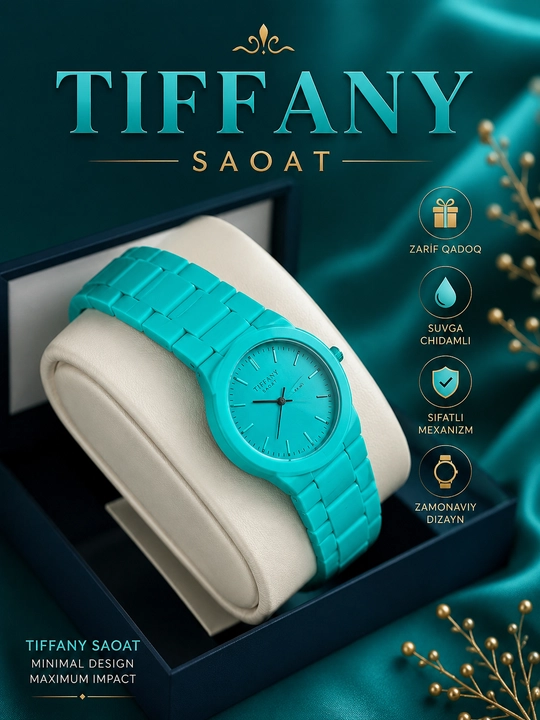 Erkaklar va ayollar qo‘l soatlari, Tiffany rangli, kvars mexanizmli, zamonaviy dizaynli
