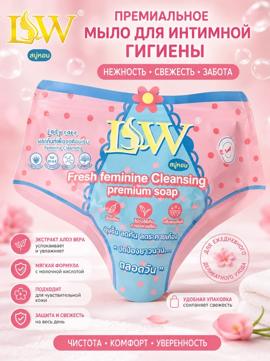 Intim gigiyenasi uchun sovun LSW Lady Care, nozik tozalash, 50 g - 