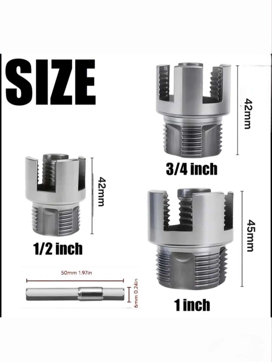 Набор Насадка для нарезки резьбы, для полипропилена, 3 шт 3/4"x1/2 х 1"