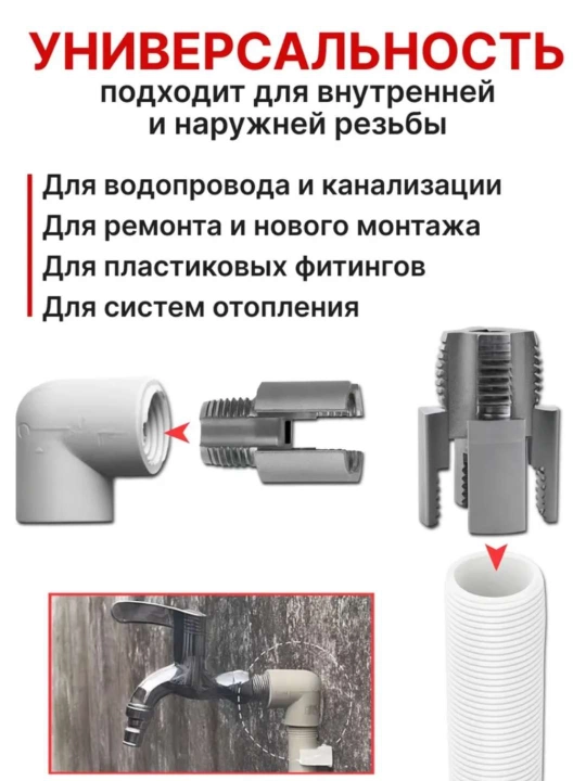 Набор Насадка для нарезки резьбы, для полипропилена, 3 шт 3/4"x1/2 х 1"