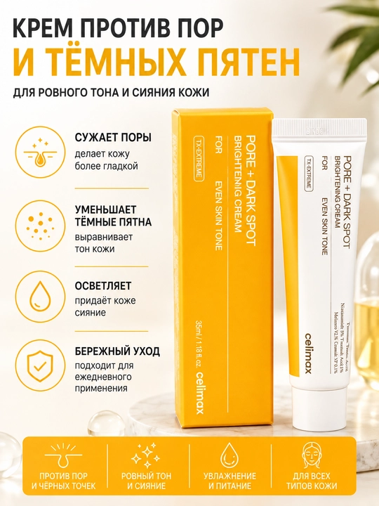 Осветляющий крем для лица Celimax Pore & Dark Spot Brightening Cream, 35 мл - 