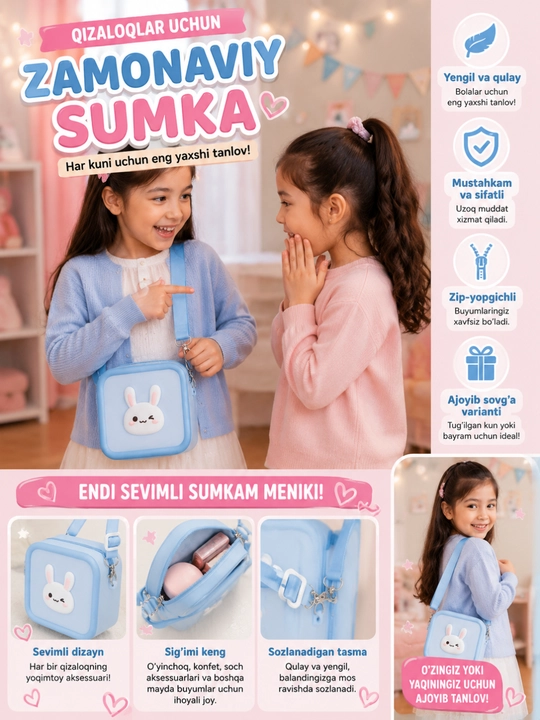 Qizlar uchun sumka, silikon sumkacha, mini sumka, silikondan tayyorlangan quvnoq sumka