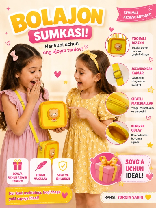 Qizlar uchun sumka, silikon sumkacha, mini sumka, silikondan tayyorlangan quvnoq sumka - 