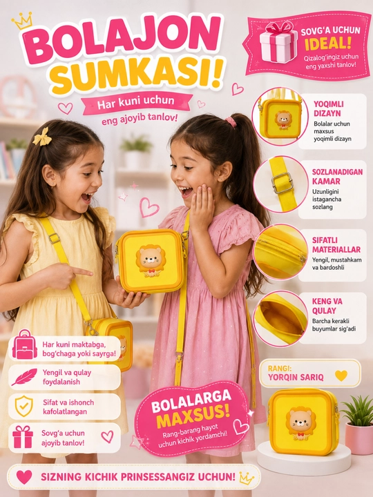 Qizlar uchun sumka, silikon sumkacha, mini sumka, silikondan tayyorlangan quvnoq sumka