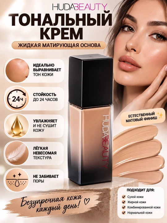 Тональный крем Huda Beauty FauxFilter Foundation, 34 мл - 