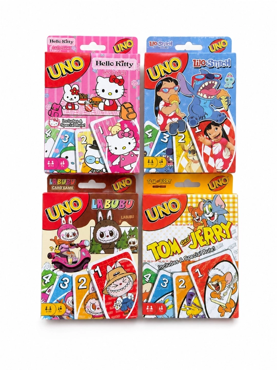 Kompaniya uchun UNO Hello Kitty, Stitch, Tom & Jerry, Labubu stol o'yinlari - 
