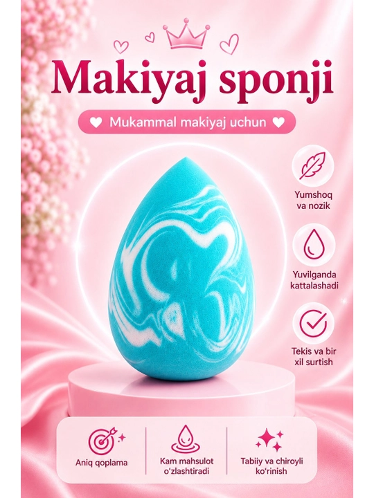 Premium Makiyaj Sponj Nabori  Ultra Yumshoq Beauty Blender Gubkalari