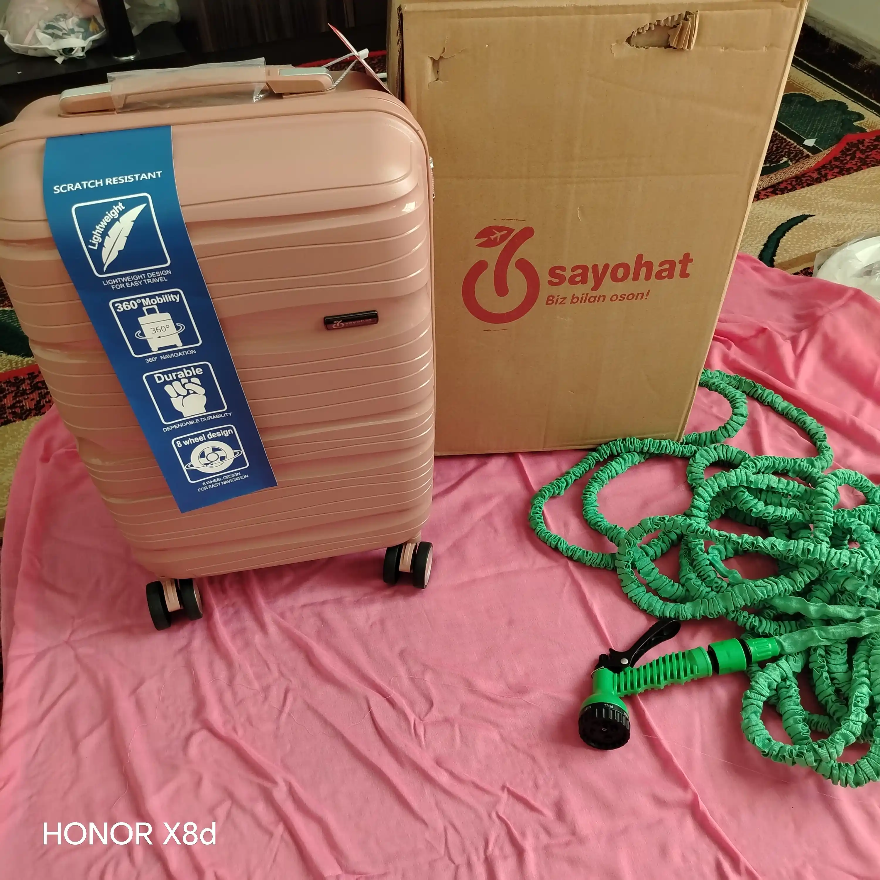 Sayohat chamadoni, polipropilendan, 360° g'ildiraklar