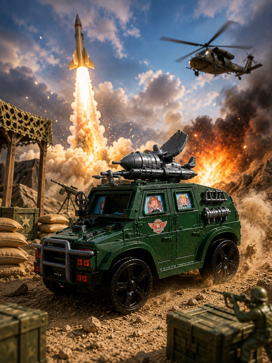 Игрушечный военный внедорожник с ракетой, световыми эффектами, 20 см
