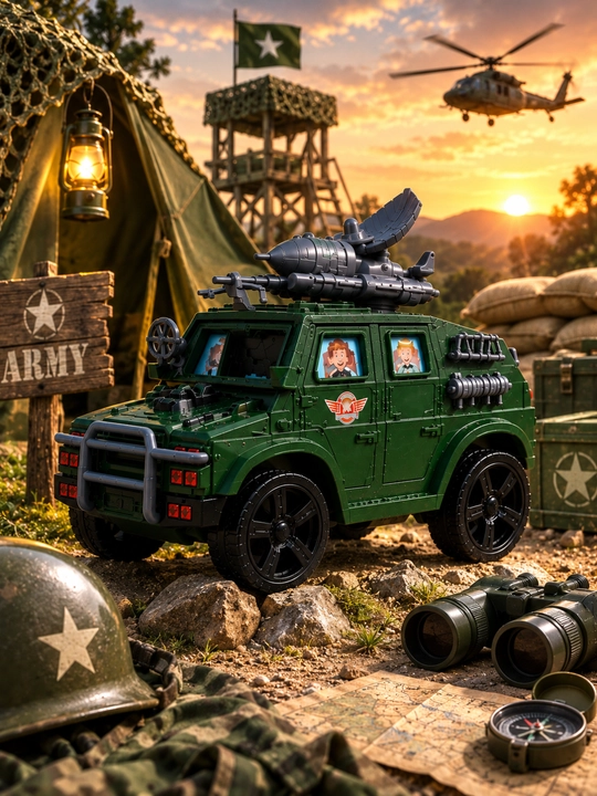 Игрушечный военный внедорожник с ракетой, световыми эффектами, 20 см