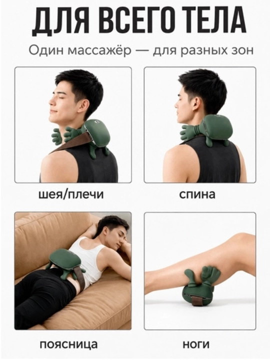 Электрический беспроводной массажер для шеи и плеч с прогревом - 
