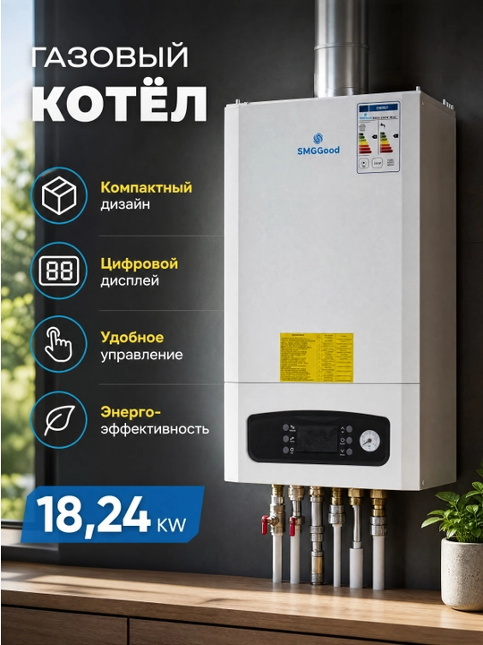 Bir qozon — ikki xizmat: isitish + issiq suv | SMGGood 18,24 kW - 