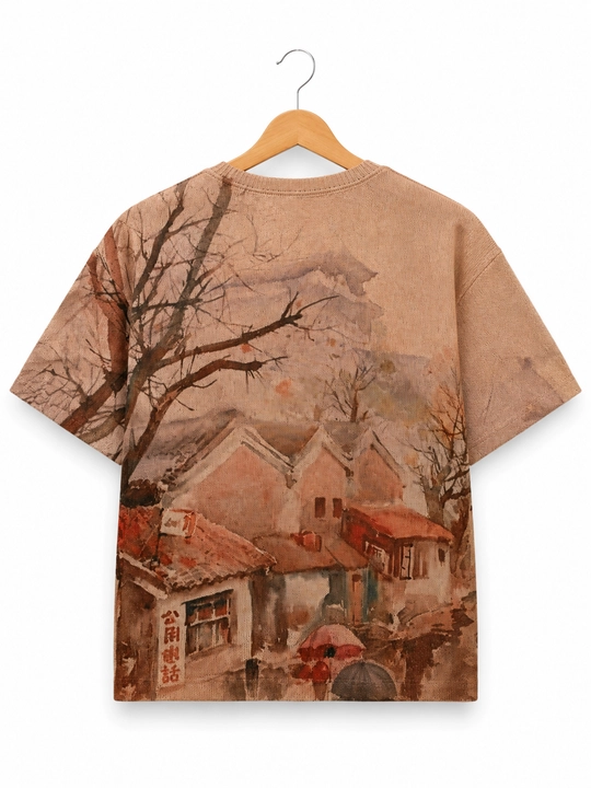 Ayollar uchun qisqa va uzun yengli badiiy printli oversize trikotaj kofta, kuzgi