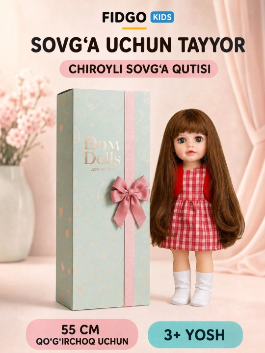 FIDGO BABY Lovely qo‘g‘irchog‘i, 55 sm, silikon, realistik xususiyatlarga ega