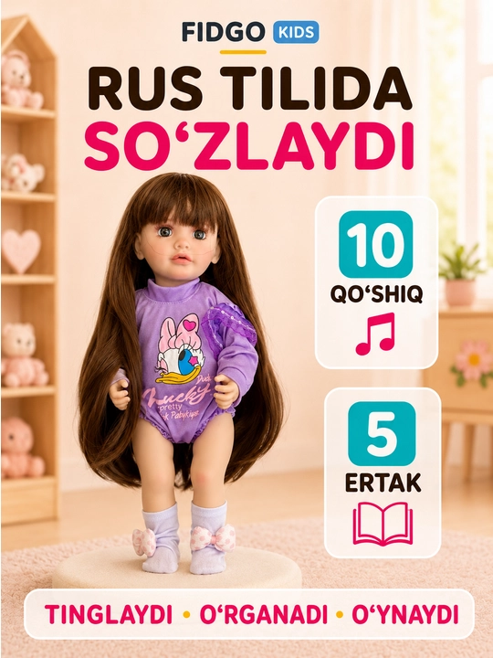 FIDGO BABY Lovely qo‘g‘irchog‘i, 55 sm, silikon, realistik xususiyatlarga ega