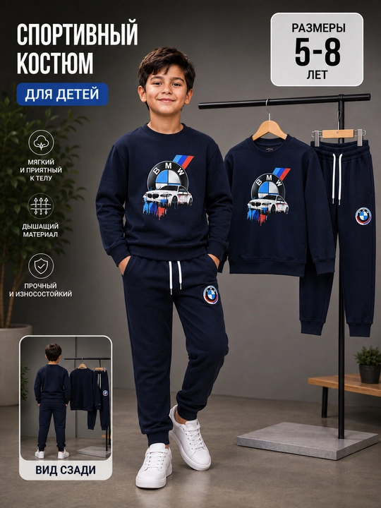 Qalin kuzgi kiyimlar, bolalar kiyimi, sport kostyumi dvoyka, o'g'il bolalar uchun - 