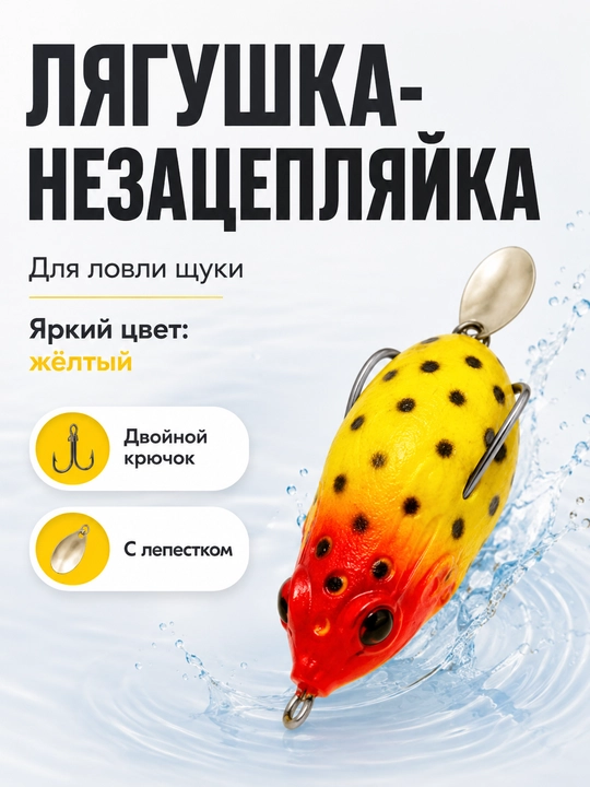 Лягушка-незацепляйка для щуки, силиконовая приманка с двойным крючком