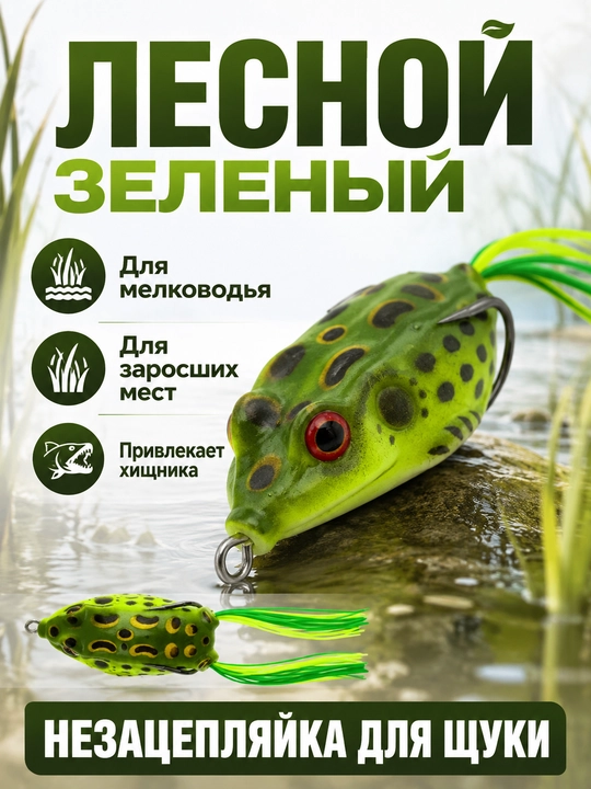 Лягушка-незацепляйка для щуки, силиконовая приманка с двойным крючком - 